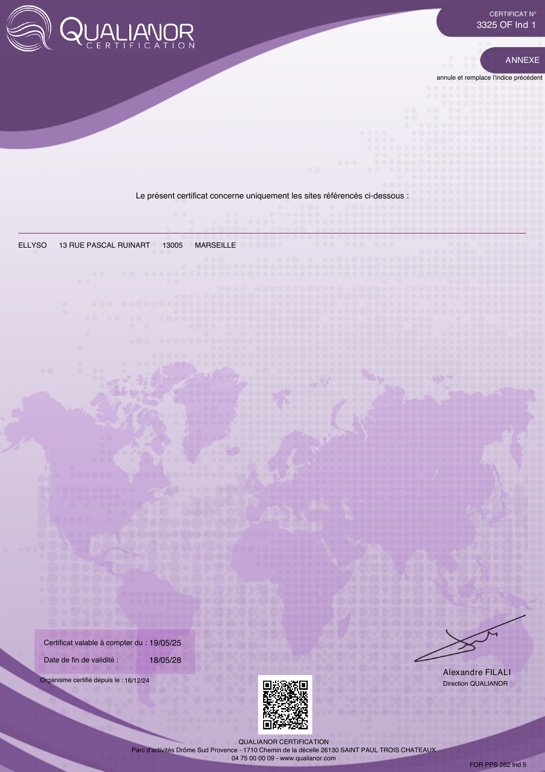 Page 2 : annexe du certificat Qualiopi ELLYSO